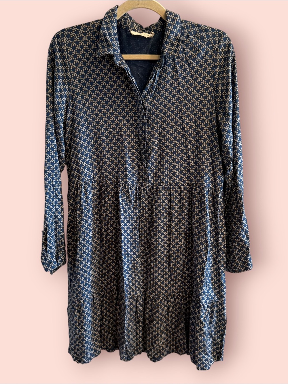 Indi & Cold Eloise Blue Floral Tiered Shirt Dress